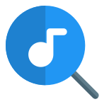 Magnifying glass Logotype for searching music online icon