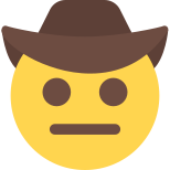 Cowboy netural face expression with brim hat icon