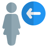 Businesswoman with a left direction arrow indication icon