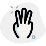 Three fingers raised hand gesture with back of the hand icon