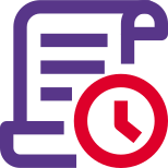 Contract duration with agreement and time clock icon