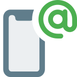 Email function with at sign symbol in smarphone icon