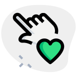 Multi touch display with heart shape isolated on a white background icon