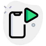 Smartphone media player with play button interface icon