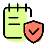 Notebook with verified check protection logotoe layout icon