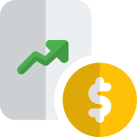 Financial information compared with line graph layout icon