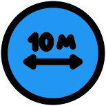 Distance of about ten kilometers range on a road signal icon