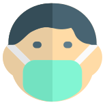 Man wearing mask as a protection from airborne diseases icon