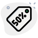 Special discount of fifty percent at online marketplace icon
