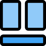 Top split section with bottom bar section icon