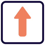 Up arrow direction for the forward place in the lane icon