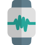 Square face with inbuilt heart rate sensors icon