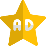 Star rated advertisement online isolate on white background icon