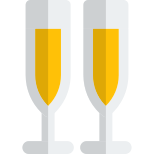 Pait of champagne flute shaped glasses filled icon