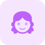Little girl face pictorial representation with smile emoji icon