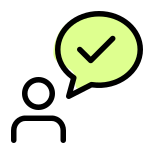 Party member with correct sign under speech bubble icon
