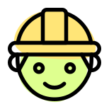 Construction worker face emoticon with safety helmet icon