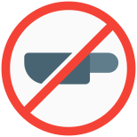 No sharp objects or knife allowed traveling on flight icon