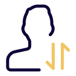 User with a up and down both arrow direction for data transfer layout icon