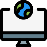 High speed internet connectivity on a large monitor PC icon