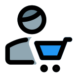 Buying a grocery item online on e-commerce website icon