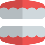 Artificial teeth set also known as denture isolated on a white background icon