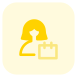 Single female user calendar to schedule work layout icon