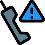 Exclamation mark triangular error notification on old phone icon