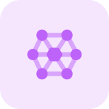 Atom structure with lattice holding each other icon