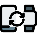 Cell phone apps and other information scncing with watch icon