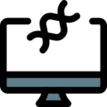 Desktop computer with a DNA Sequencing lab testing software icon