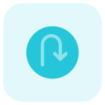 U-turn road side signal for traffic sign post icon