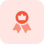 Online membership with crown and double ribbon icon
