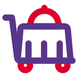 Trolley for large item to be placed on a restaurant table icon