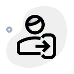 Login access of a user with a right direction arrow key icon