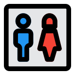 Visiting room with couples on stickman logotype icon