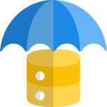 Server Insurance protection, database devices under umbrella icon