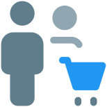 Going supermarket with all family members trolley layout icon