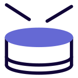 Large drum set with a drumstick pair icon