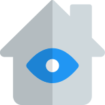 Structure under watch with a eye shaped Logotype isolated on a white background icon