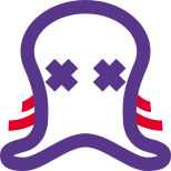 Mouthless octopus with multiple legs and eyes crossed icon