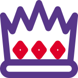 Royal kingdom crown with jewels embedded layout icon