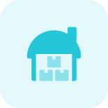 Caddle shed for boxes storage warehouse facility icon