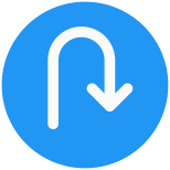 U-turn road side signal for traffic sign post icon