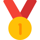 First place gold medal for achivement in games icon