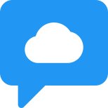 Customer support of cloud storage provider with chat bubble icon