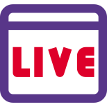 Live streaming option available on a web browser icon