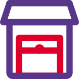 Small storage with facility for equipment layout icon