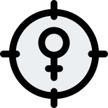 Female candidate to be hired - crosshair target icon