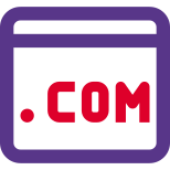 Dot com domain for sale under landing page template icon